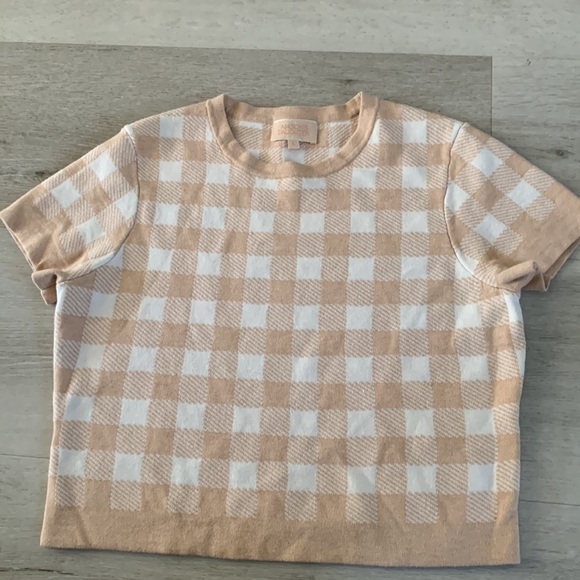 Mason’s Daughter Gingham Knit top knit in Blush cream size S classic plaid - Picture 6 of 9